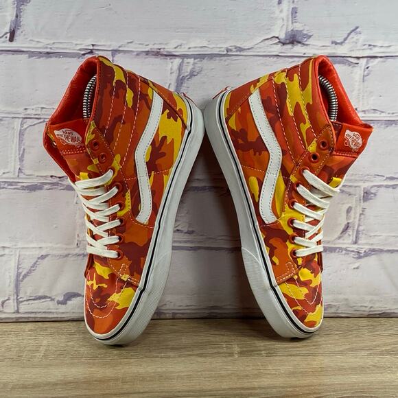 Vans Sk8-Hi Orange Camo High Top Sneakers Women's Size 7 - Picture 5 of 8